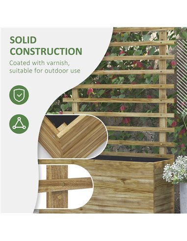 Outsunny Wooden Garden Raised Bed with Trellis, Planter Box with 4 Wheels for Climbing Plants, 76x30x155cm, Natural 845-584V00ND