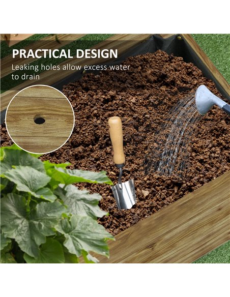 Outsunny Wooden Garden Raised Bed with Trellis, Planter Box with 4 Wheels for Climbing Plants, 76x30x155cm, Natural 845-584V00ND - pic 47161 | FastDaddyshop
