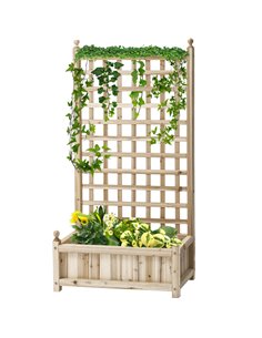 Outsunny Garden Planters with Trellis for Climbing Vines, Natural 845-463ND
