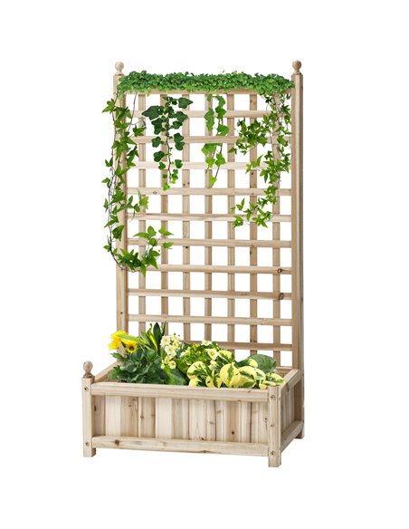 Outsunny Garden Planters with Trellis for Climbing Vines, Natural 845-463ND - pic 47164 | FastDaddyshop