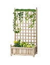 Outsunny Garden Planters with Trellis for Climbing Vines, Natural 845-463ND