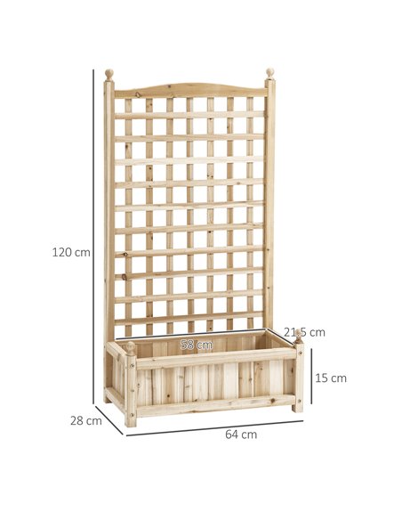 Outsunny Garden Planters with Trellis for Climbing Vines, Wood Raised Beds for Garden, Flower Pot, Indoor Outdoor, Natural 845-4 - pic 47166 | FastDaddyshop