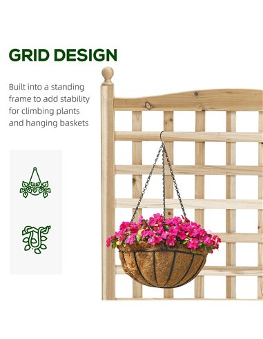 Outsunny Garden Planters with Trellis for Climbing Vines, Wood Raised Beds for Garden, Flower Pot, Indoor Outdoor, Natural 845-4