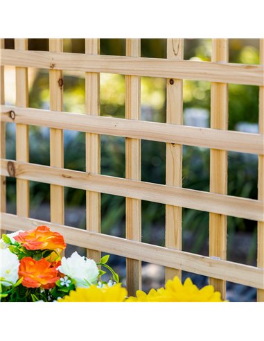 Outsunny Garden Planters with Trellis for Climbing Vines, Wood Raised Beds for Garden, Flower Pot, Indoor Outdoor, Natural 845-4