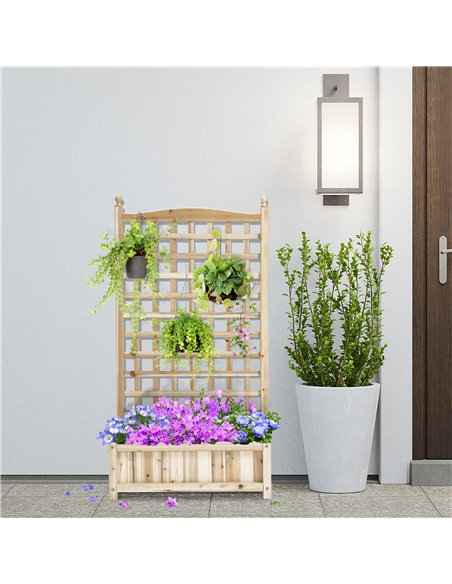 Outsunny Garden Planters with Trellis for Climbing Vines, Wood Raised Beds for Garden, Flower Pot, Indoor Outdoor, Natural 845-4 - pic 47172 | FastDaddyshop
