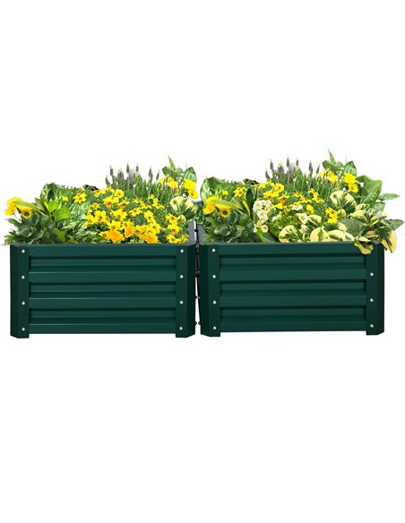 Outsunny Set of 2 Elevated Galvanised Planter Box 60x60x30.5cm, Green 845-041V01GN - pic 47218 | FastDaddyshop