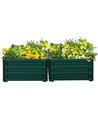 Outsunny Set of 2 Elevated Galvanised Planter Box 60x60x30.5cm, Green 845-041V01GN