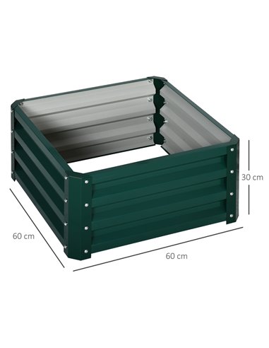 Outsunny Set of 2 Elevated Galvanised Planter Box 60x60x30.5cm, Green 845-041V01GN
