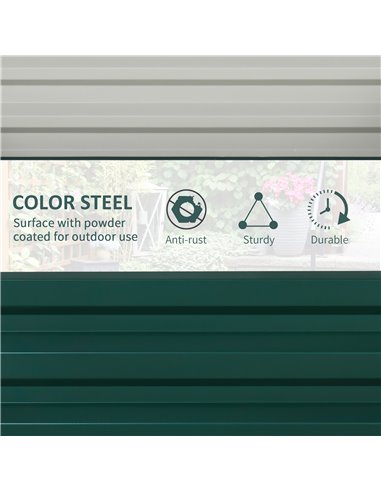 Outsunny Set of 2 Raised Garden Bed, Outdoor Elevated Galvanised Planter Box for Flowers, Herbs, 60x60x30.5cm, Green 845-041V01G