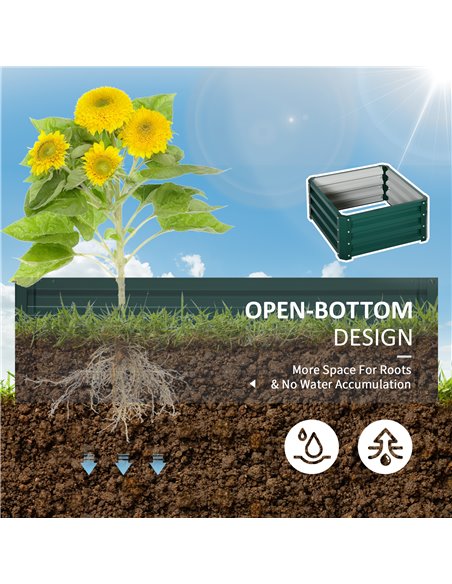 Outsunny Set of 2 Raised Garden Bed, Outdoor Elevated Galvanised Planter Box for Flowers, Herbs, 60x60x30.5cm, Green 845-041V01G - pic 47223 | FastDaddyshop