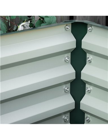 Outsunny Set of 2 Raised Garden Bed, Outdoor Elevated Galvanised Planter Box for Flowers, Herbs, 60x60x30.5cm, Green 845-041V01G
