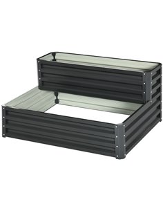 Outsunny 2 Tier Raised Garden Bed, Galvanised Planter Box 120x101x58cm, Dark Grey 845-843V00CG