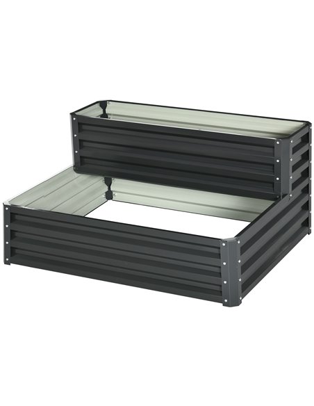 Outsunny 2 Tier Raised Garden Bed, Galvanised Planter Box 120x101x58cm, Dark Grey 845-843V00CG - pic 47236 | FastDaddyshop