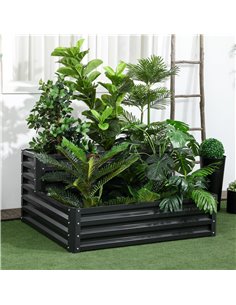 Outsunny 2 Tier Raised Garden Bed, Galvanised Planter Box 120x101x58cm, Dark Grey 845-843V00CG 2