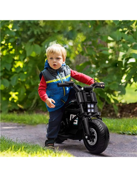 HOMCOM Kids Electric Motorbike with Siren, Horn, Headlights, Music, Training Wheels, for Ages 3-5 Years - Black - pic 4724 | FastDaddyshop