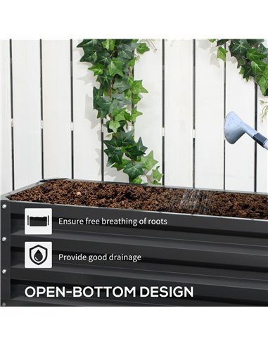 Outsunny 2 Tier Raised Garden Bed, Galvanised Planter Box with Open Bottom for Vegetables Flowers Herbs, 120x101x58cm, Dark Grey