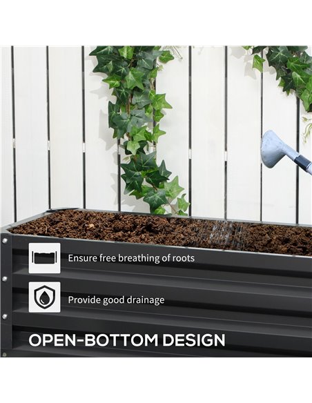 Outsunny 2 Tier Raised Garden Bed, Galvanised Planter Box with Open Bottom for Vegetables Flowers Herbs, 120x101x58cm, Dark Grey - pic 47240 | FastDaddyshop