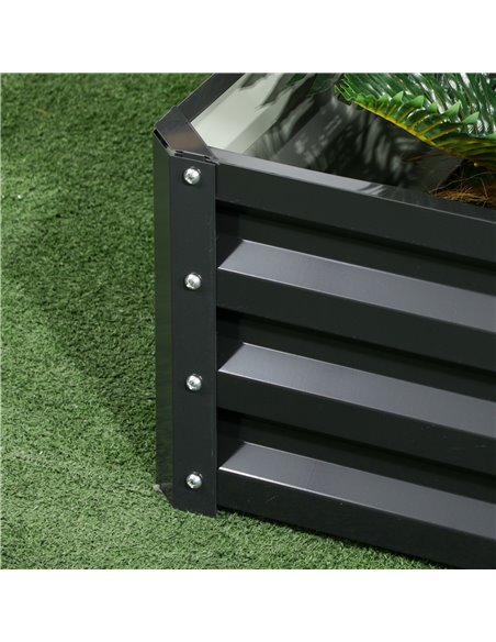 Outsunny 2 Tier Raised Garden Bed, Galvanised Planter Box with Open Bottom for Vegetables Flowers Herbs, 120x101x58cm, Dark Grey - pic 47243 | FastDaddyshop