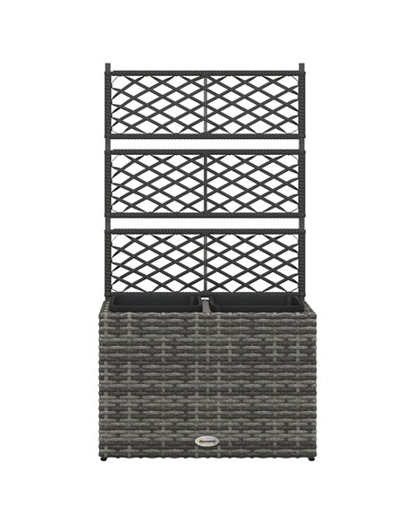 Outsunny Garden PE Rattan Planter with Trellis 57x30x107 cm, Mixed Grey 867-187V00GG - pic 47245 | FastDaddyshop
