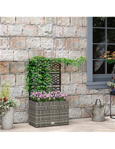 Outsunny Garden PE Rattan Planter with Trellis 57x30x107 cm, Mixed Grey 867-187V00GG