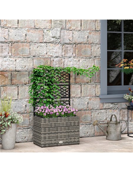 Outsunny Garden PE Rattan Planter with Trellis 57x30x107 cm, Mixed Grey 867-187V00GG - pic 47246 | FastDaddyshop
