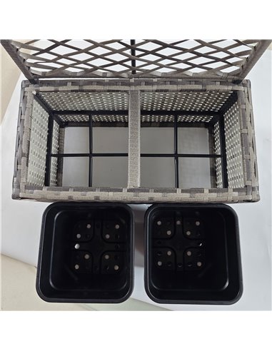 Outsunny 22L Garden PE Rattan Planter w/ Trellis, Free Standing Flower Raised Bed w/ 2 Plant Boxes for Climbing Plants, 57x30x10