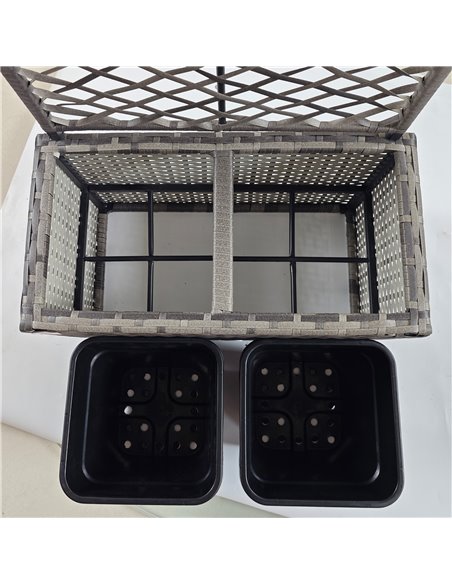 Outsunny 22L Garden PE Rattan Planter w/ Trellis, Free Standing Flower Raised Bed w/ 2 Plant Boxes for Climbing Plants, 57x30x10 - pic 47252 | FastDaddyshop