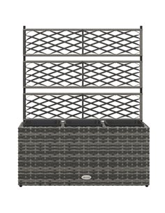 Outsunny Garden PE Rattan Planter with Trellis 84x30x107cm, Light Grey 867-186V00GG