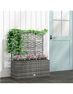 Outsunny Garden PE Rattan Planter with Trellis 84x30x107cm, Light Grey 867-186V00GG 2