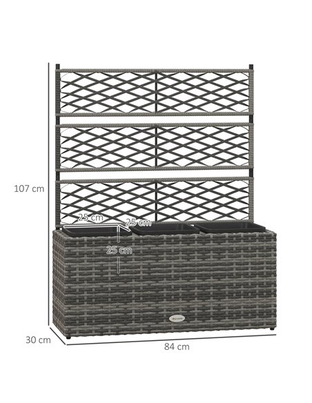 Outsunny 33L Garden PE Rattan Planter w/ Trellis, Free Standing Flower Raised Bed, Garden Planter for Climbing Plants, 84 x 30 x - pic 47256 | FastDaddyshop
