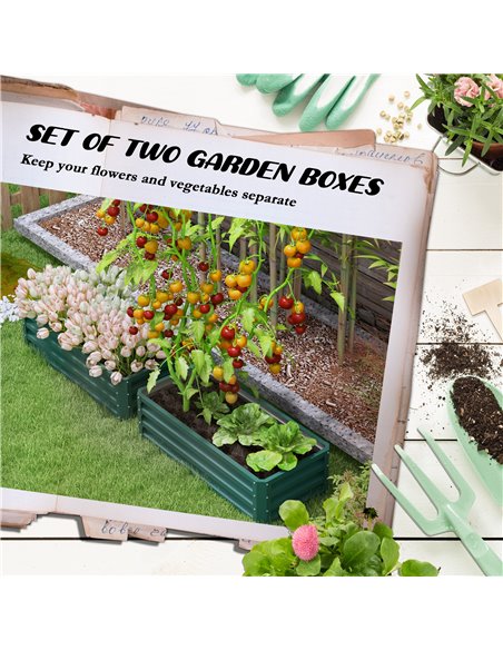 Outsunny Steel Raised Beds for Garden, Outdoor Planter Box, Set of 2, for Flowers, Herbs and Vegetables, Green 84H-013V00GN - pic 47266 | FastDaddyshop