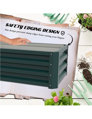 Outsunny Steel Raised Beds for Garden, Outdoor Planter Box, Set of 2, for Flowers, Herbs and Vegetables, Green 84H-013V00GN