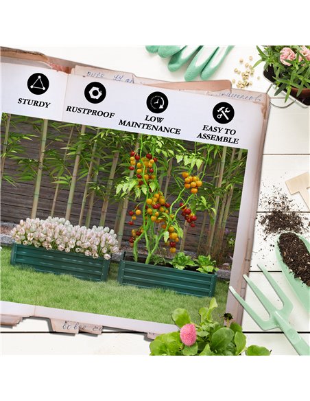 Outsunny Steel Raised Beds for Garden, Outdoor Planter Box, Set of 2, for Flowers, Herbs and Vegetables, Green 84H-013V00GN - pic 47269 | FastDaddyshop