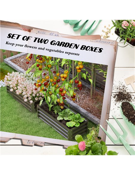 Outsunny Steel Raised Beds for Garden, Outdoor Planter Box, Set of 2, for Flowers, Herbs and Vegetables, Dark Grey 84H-013V00CG - pic 47275 | FastDaddyshop