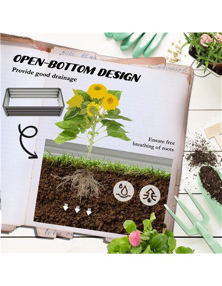 Outsunny Steel Raised Beds for Garden, Outdoor Planter Box, Set of 2, for Flowers, Herbs and Vegetables, Dark Grey 84H-013V00CG - pic 47276 | FastDaddyshop