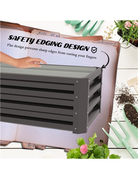 Outsunny Steel Raised Beds for Garden, Outdoor Planter Box, Set of 2, for Flowers, Herbs and Vegetables, Dark Grey 84H-013V00CG - pic 47277 | FastDaddyshop