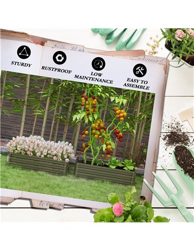 Outsunny Steel Raised Beds for Garden, Outdoor Planter Box, Set of 2, for Flowers, Herbs and Vegetables, Dark Grey 84H-013V00CG