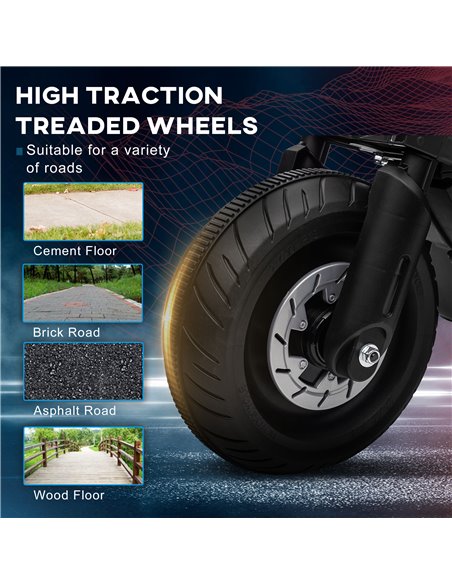 HOMCOM Kids Electric Motorbike with Siren, Horn, Headlights, Music, Training Wheels, for Ages 3-5 Years - Black - pic 4728 | FastDaddyshop