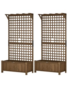 Outsunny 2 Pcs Raised Bed with Drainage Holes, Brown 845-P016