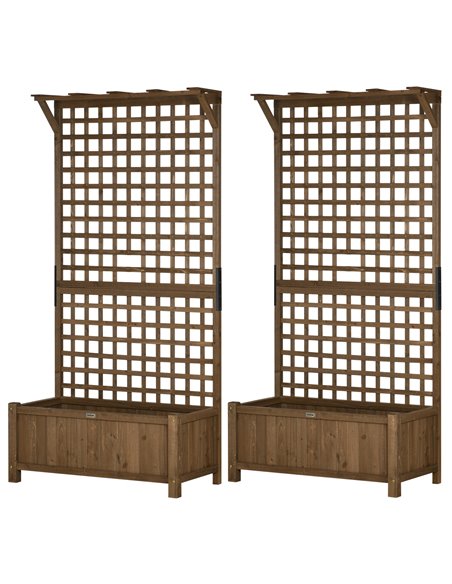 Outsunny 2 Pcs Raised Bed with Drainage Holes, Brown 845-P016 - pic 47290 | FastDaddyshop