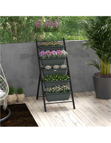 Outsunny 5-Tier Vertical Raised Garden Planter, Grey 84H-041V00CG