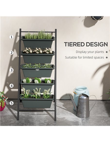 Outsunny 5-Tier Vertical Raised Garden Planter with 5 Container Boxes, Outdoor Plant Stand for Vegetable Flowers, Grey 84H-041V0 - pic 47301 | FastDaddyshop