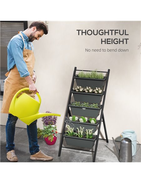 Outsunny 5-Tier Vertical Raised Garden Planter with 5 Container Boxes, Outdoor Plant Stand for Vegetable Flowers, Grey 84H-041V0 - pic 47302 | FastDaddyshop