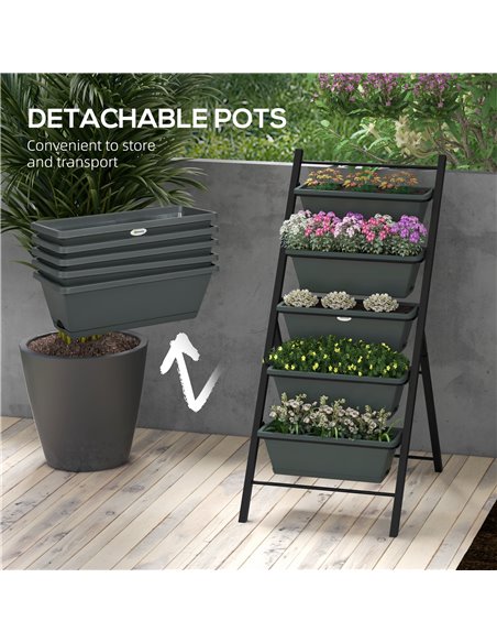 Outsunny 5-Tier Vertical Raised Garden Planter with 5 Container Boxes, Outdoor Plant Stand for Vegetable Flowers, Grey 84H-041V0 - pic 47303 | FastDaddyshop