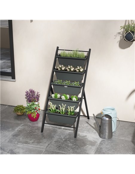 Outsunny 5-Tier Vertical Raised Garden Planter with 5 Container Boxes, Outdoor Plant Stand for Vegetable Flowers, Grey 84H-041V0 - pic 47307 | FastDaddyshop