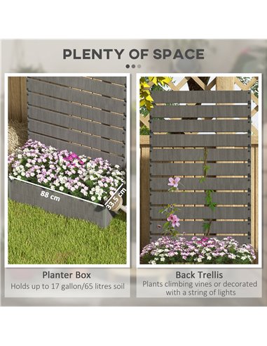Outsunny Raised Bed for Garden, Planter with Trellis for Climbing Plants, Vines, Planter Box with Drainage Gap, Dark Grey 84H-07