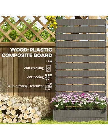 Outsunny Raised Bed for Garden, Planter with Trellis for Climbing Plants, Vines, Planter Box with Drainage Gap, Dark Grey 84H-07
