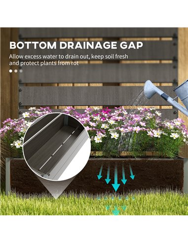 Outsunny Raised Bed for Garden, Planter with Trellis for Climbing Plants, Vines, Planter Box with Drainage Gap, Dark Grey 84H-07