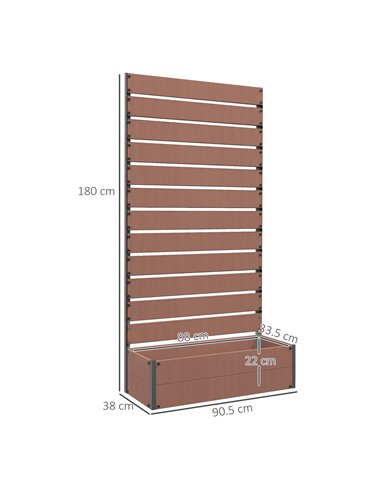 Outsunny Raised Bed for Garden, Planter with Trellis for Climbing Plants, Vines, Planter Box with Drainage Gap, Light Brown 84H-