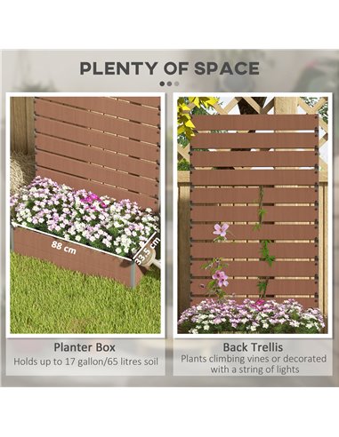Outsunny Raised Bed for Garden, Planter with Trellis for Climbing Plants, Vines, Planter Box with Drainage Gap, Light Brown 84H-